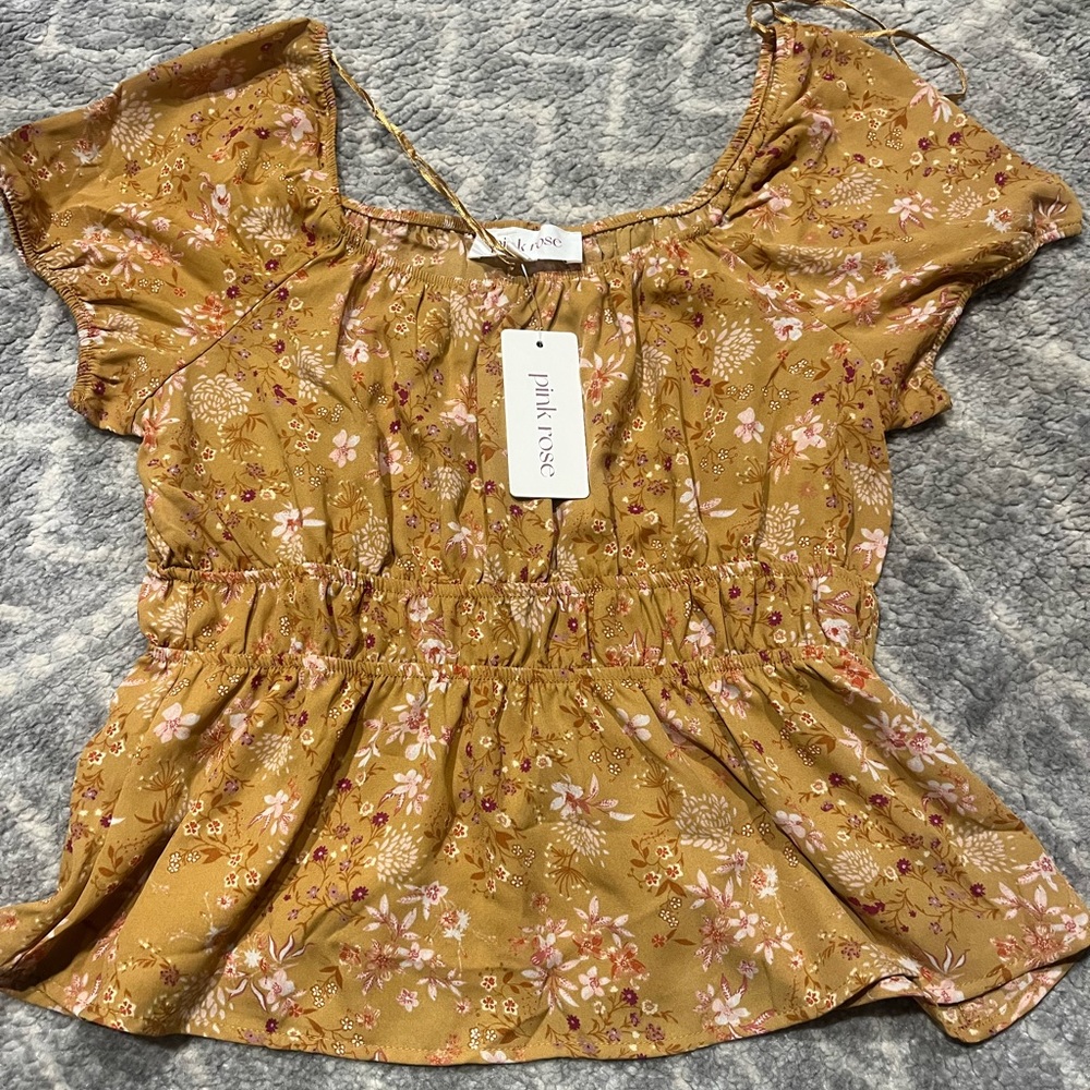 Floral Yellow Top- Size small